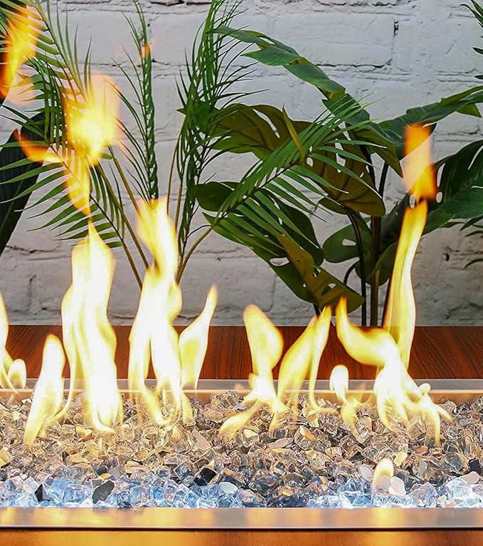 GRISUN Aqua Blue Fire Glass for Fire Pit , 1/2 Inch High Luster Reflective Tempered Glass Rocks for Natural or Propane Fireplace, Safe for Outdoors and Indoors Firepit Glass, 10 Pounds