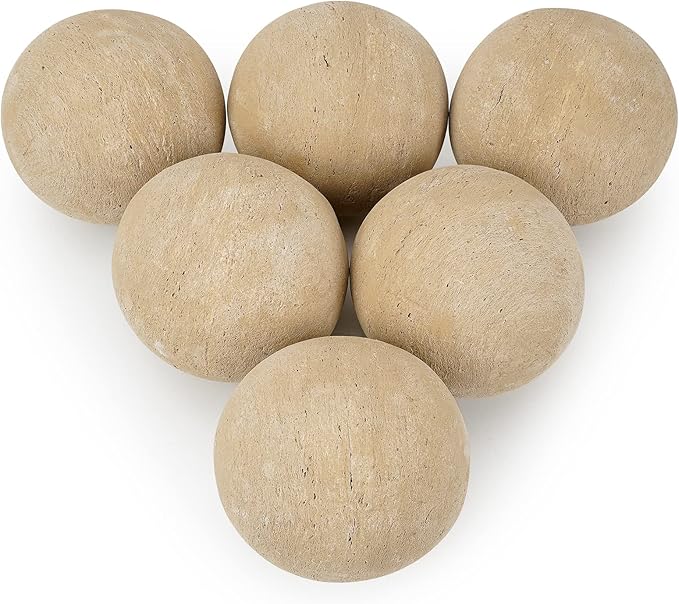 Stanbroil Ceramic Balls - 5” Round Fire Stones for Fire Pit Fire Bowl and Fireplace - Set of 6, Beige