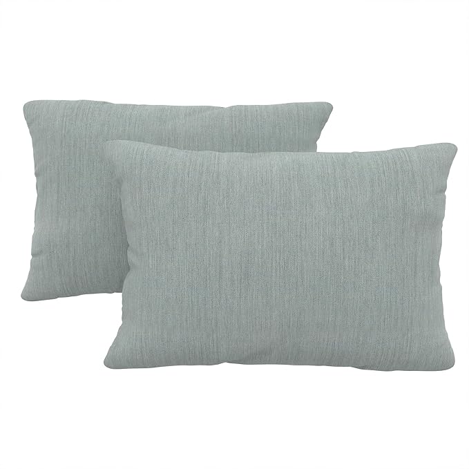 Covers & All Sunbrellla Outdoor Pillows for Patio Furniture, UV Fade Resistant & Waterproof Outdoor Sunbrella Lumbar Pillows, Set of 2 Inserts & Covers for Patios, Decks and Porches (Cast Mist)