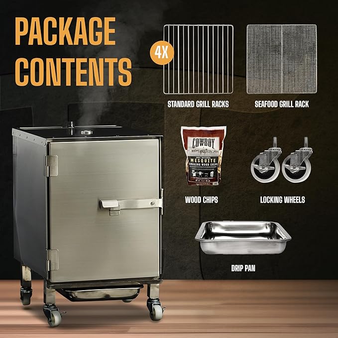 SmokinTex Lil' Tex Electric Smoker - Stainless Steel Portable Meat Smoker Grill with Temperature Control, Wood Chip Tray, and Meat Probe for BBQ, Jerky, Vegetables