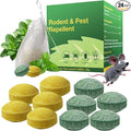 Peppermint Mouse Repellent, Natural Rodent Deterrent for Indoor & Outdoor Use, Effective Mice and Rat Control for Home, Car, RV, Garage & Garden - Safe for Kids & Pets, 24 Pack.
