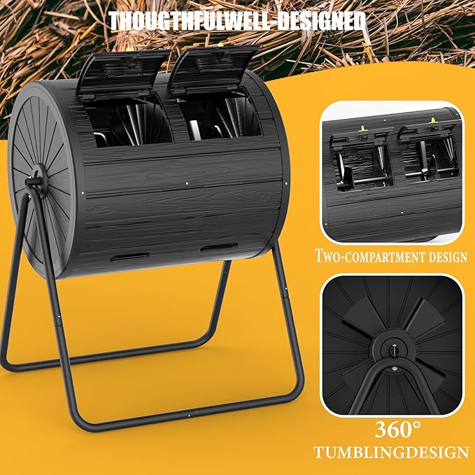37.5 Gal Compost Tumbler - Quick-Spin Outdoor Compost Bin with Weatherproof Resin | High-Yield Compost for Organic Gardening