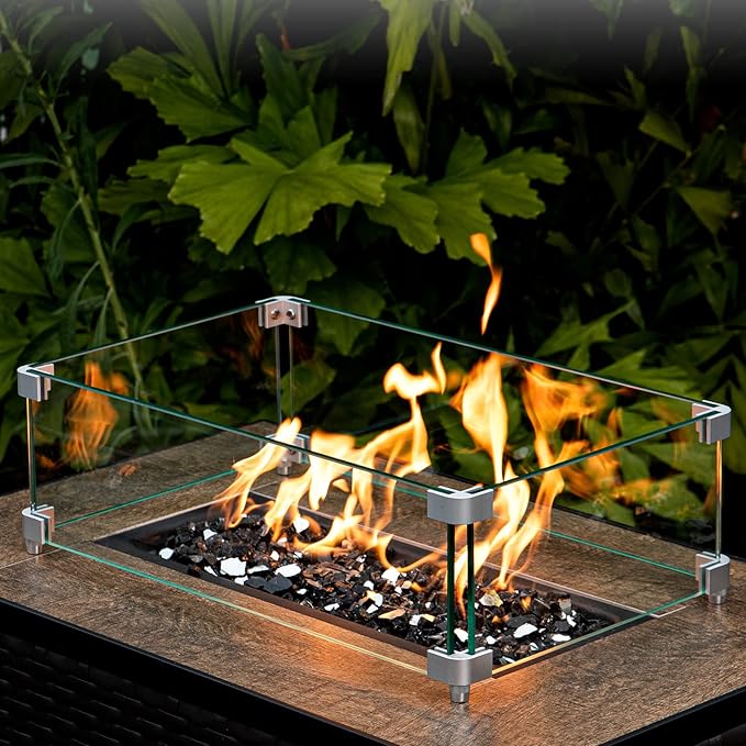 GASPRO 10 lbs Fire Glass for Fire Pit, 1/2-Inch Glass Rocks for Propane or Gas Fireplace, Add Ambience to Gatherings and Parties for Outdoors and Indoors, Reflective Black