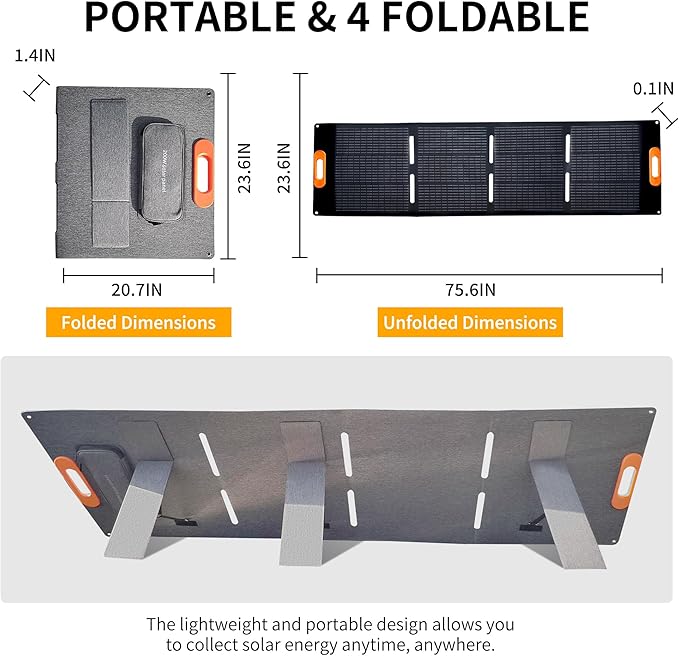 30W 100W 200W 400W Solar Panel,Portable Foldable Solar Panel Kit,Black with Carrying Case (2 * 200W)