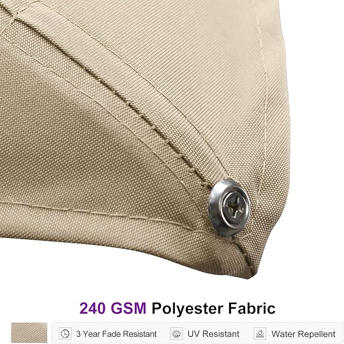 PURPLE LEAF 13 FT Square Patio Umbrella Large Outdoor Aluminum Offset Umbrella with 360-degree Rotation Cantilever Umbrella for Garden Deck Backyard Pool Beige