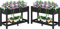 SERWALL Raised Garden Bed Set of 2, HDPE Raised Bed for Gardening All Weather Use- Black