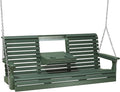 LuxCraft Rollback 5ft Recycled Plastic Plain Porch Swing with Flip Down Center Console