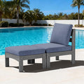 SERWALL 2 Pieces Patio Sofas, HDPE Outdoor Conversation Set with Cushions and Ottoman, Modular Sectional Patio Furniture for Backyard, Deck, Garden, Poolside, Grey Frame with Grey Cushion