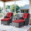 Belord 5 Pieces Patio Furniture Sets Wicker Outdoor Furniture, Rattan Patio Swivel Glider Chairs with 2 Ottoman and Glass Side Table