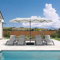 PURPLE LEAF 13ft Patio Market Umbrella with Base Double-Sided Rectangle Outdoor Table Sun Umbrellas with Crank 12 Heavy Duty Sturdy Ribs for Pool Beach Deck Backyard Cream