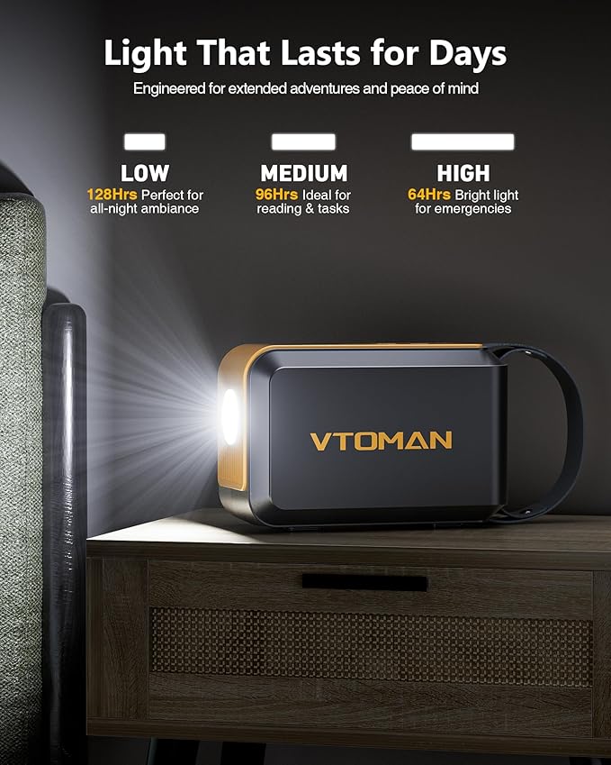 VTOMAN Jump100 88.8Wh Portable Power Station LiFePO4 Battery Solar Generator Power Bank with 100W AC Outlet, LED Light, PD 60W USB-C Fast Charging for Notebooks Mobile Phones Camera Tablets, Camping