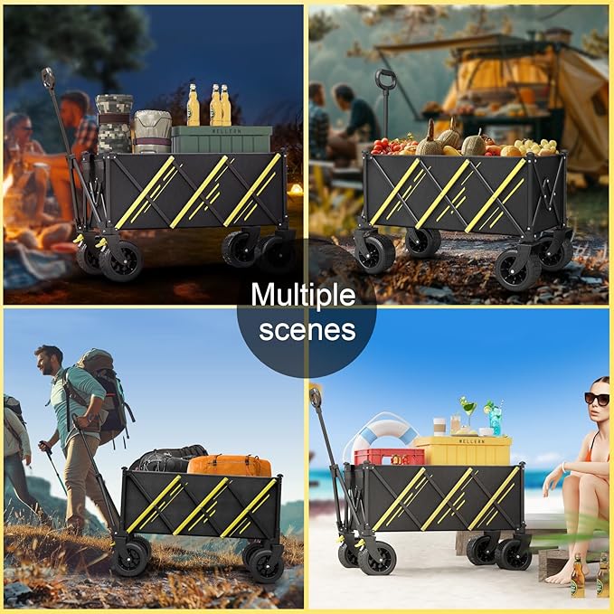 Wagon cart Foldable,Portable cart,Pets carts,with Large All-Terrain Beach Wheels and Drink Holder for Sports, Shopping, Camping
