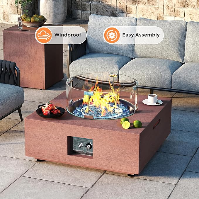 Fire Pit Glass Wind Guard Round 20x20 for Fire Pit Table, Thick Tempered Glass Shield with Hard Corner Bracket & Feet, Set with Assembly Instructions, Screwdriver, Easy to Install