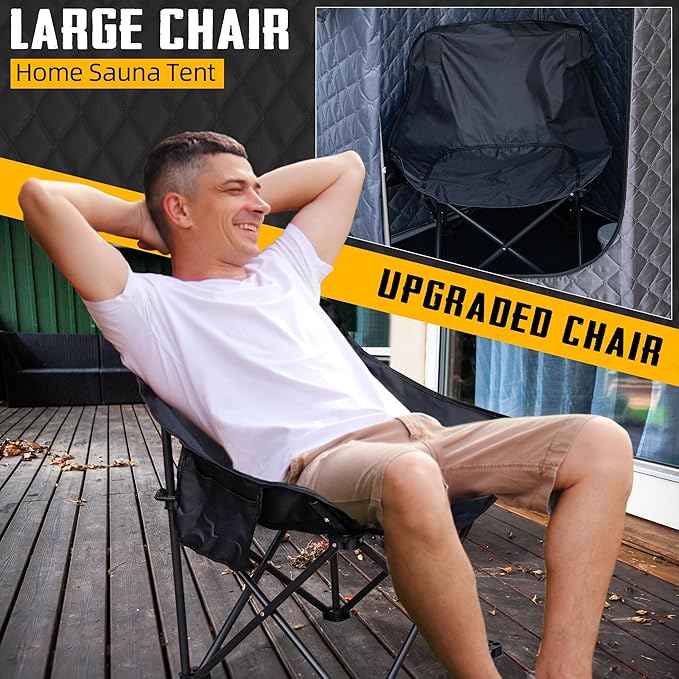 XL Portable Sauna Box, 4L Steamer Portable Steam Sauna for Home, Personal Sauna with Big Sauna Chair, Remote Control, Gray, 1400W