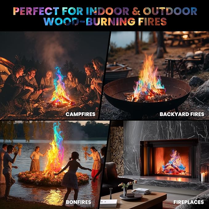 Magical Flames Fire Color Changing Packets Fire Pit (25 Pack), Fire Color Packets for Camping Essentials, Campfire, Bonfire & Fireplaces, Campfire Accessories, Cosmic Flames