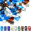 GRISUN Fire Glass Blended for Fire Pit, 1/2 Inch 10 Pounds High Luster Reflective Tempered Glass Rocks for Natural or Propane Fireplace, Safe for Outdoors and Indoors Fire Pit, Copper, Blue, White