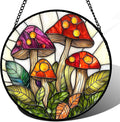 DASTOLL Stained Glass Window Hanging, Mushroom Leaves Suncatcher for Doors Home Sun Catchers Decoration and Christmas, Mother's Day Birthday Gifts for Women, Men, and Mom 14.9x14.9 in
