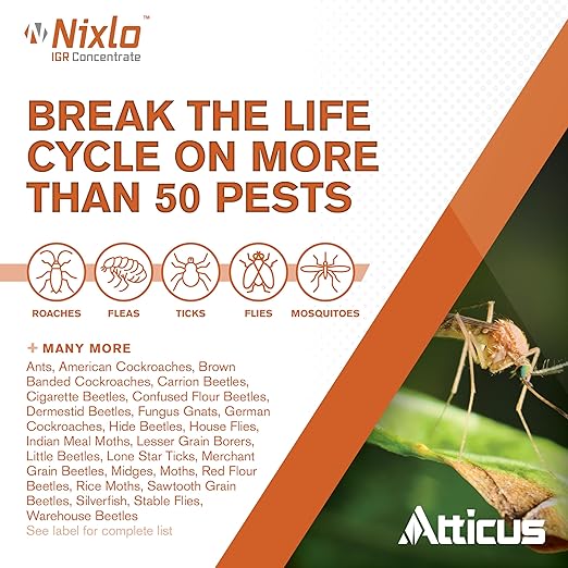 Atticus Nixlo IGR Concentrate (140 ML) - Pyriproxyfen 10% - Insect Growth Regulator - Ant, Cockroach, Flea, Fly, Mosquito