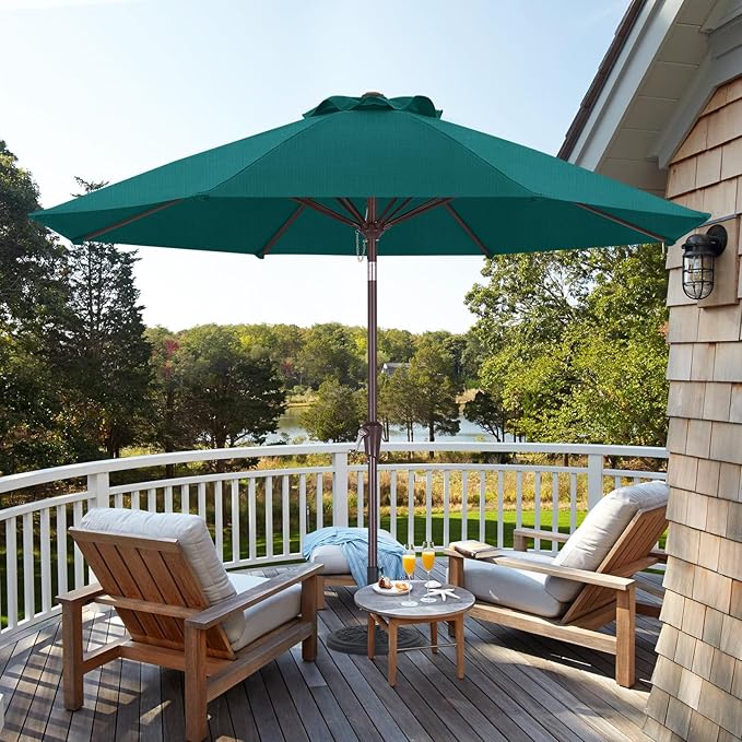 ABCCANOPY OLEFIN® 5-Year No Fading 9FT Patio Umbrella, Outdoor Table Umbrella with 8 Sturdy Ribs for Deck, Backyard, Yard (Turquoise)