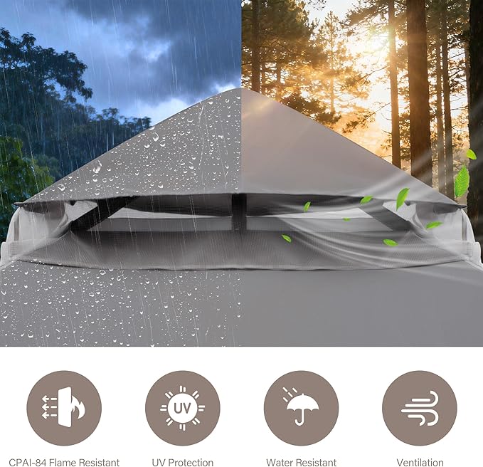 LAUSAINT HOME Outdoor Patio Gazebo 10'x10' with Expansion Bolts, Heavy Duty Party Tent & Shelter with Double Roofs, Mosquito Nettings and Privacy Screens for Backyard (Grey)