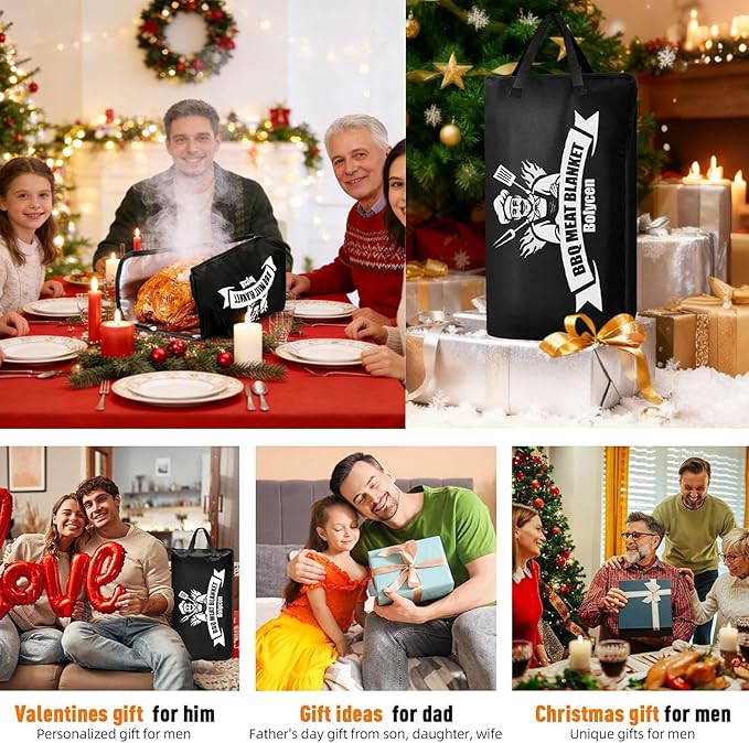 Upgraded BBQ Blanket for Resting Meat - Smoker Accessories Brisket Blanket - Insulated Meat Resting Bag with Wide Mouth for Steak/ Pork Shoulder/ Turkey - Thanksgiving Christmas Stocking Stuffers White Elephant Gifts -Birthday Anniversary BBQ Accessori...
