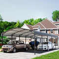EBE 13' x 25' Metal Carport, Outdoor Steel Carport Canopy with Galvanized Steel Frame and Roof, Heavy Duty Garage Shelter Shade for Cars, Boats, and Truck