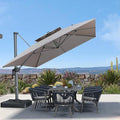 PURPLE LEAF Sunbrella Patio Umbrella 10' X 13' Outdoor Cantilever Umbrella Large Rectangle Double Top Heavy Duty Offset Umbrella with 360-Degree Rotation for Pool Garden Deck Cast Ash