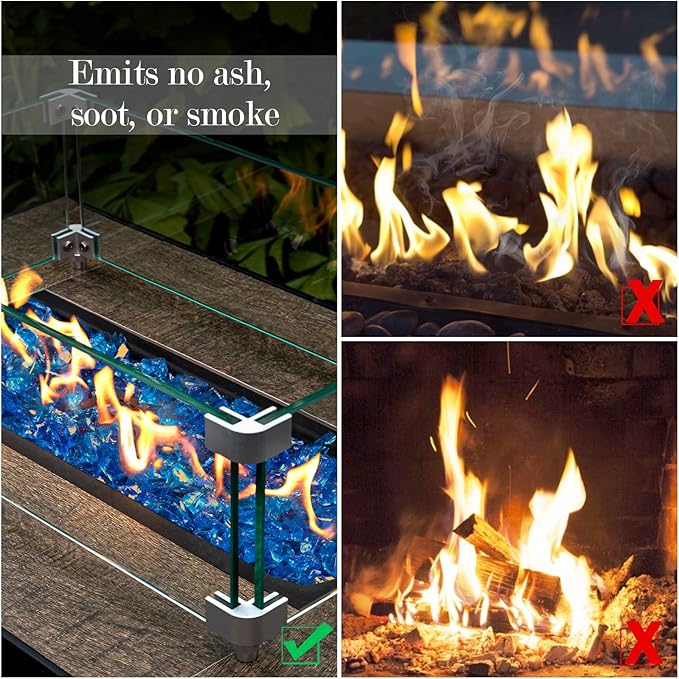 GASPRO 20 lbs Fire Glass for Propane Fire Pit, 1/2-Inch Decorative Fireplace Glass Rocks for Fire Pit Table, Turquoise
