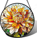 CRISGIF Stained Glass Window Hanging - Chrysanthemum Suncatcher for Doors Garden Patio Birth Flowers Sun Catchers Decor Christmas Mother's Day Birthday Gifts for Women Men Mom Nana Friend 7.8 in