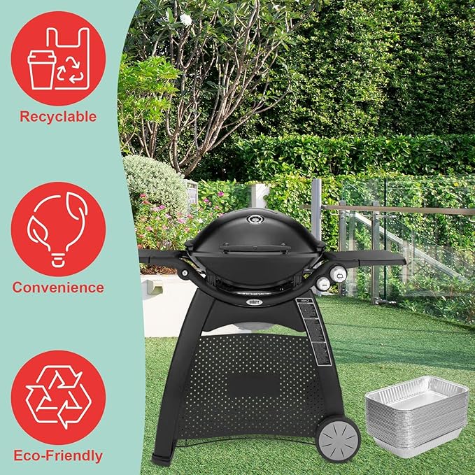 WEBROIL Grill Drip Pan Liner for Ninja OG700 OG701 OG751 Series Woodfire Smoker Accessories,Aluminum Disposable Foil Grease Liners Compatible with Weber Q/Spirit/Genesis Gas Grill,30 Packs