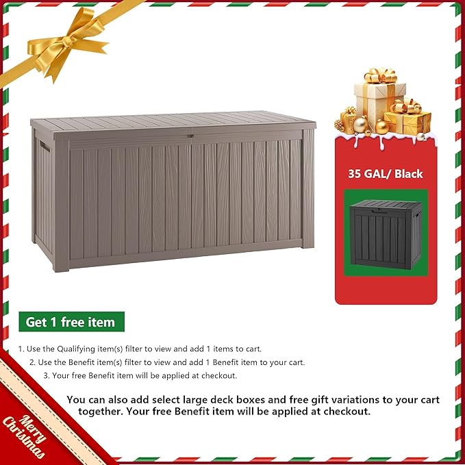 TARKARI 150 Gallon Lockable Resin Deck Box, Waterproof & UV-Resistant Outdoor Storage Box for Outdoor Cushion Storage, Garden Tools & Pool Accessories Storage, Gray