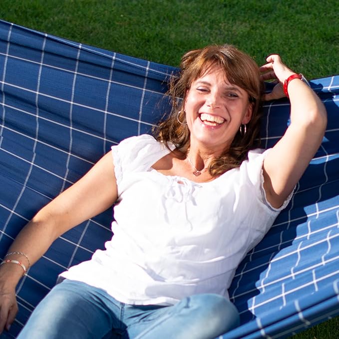 LA SIESTA Brisa Classic Hammock, Handmade, Weather-Resistant, Tear-Resistant Hammock for Indoor & Outdoor Relaxation, Size-King - Marine