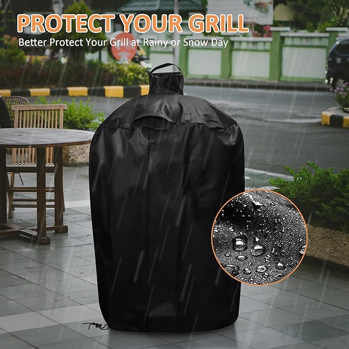 Grill Cover for Large Big Green Egg and Kamado Classic Joe Ceramic Grill, 29 Inch Dia Waterproof Outdoor Grill Full Cover, Outdoor BBQ Smoker Accessories