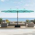 Sophia & William 15 ft Extra Large Patio Umbrella with Solar Lights, Rectangular Outdoor Umbrella with Base Included, Market Umbrella Double-sided Heavy Duty for Pool Garden Backyard, Turquoise