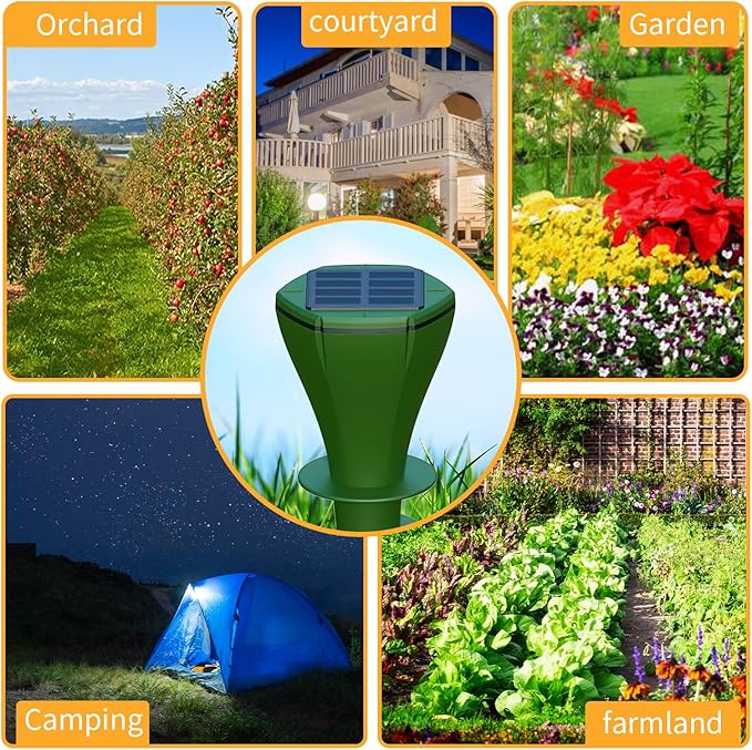 Mole Repeller Solar Ultrasonic 4 Pack, IP65 Waterproof Tested Champion Against Moles and Snakes in Gardens Animal-Friendly Rodent Repeller Keeps Snakes Out of Your Yard