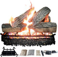 18" Premium Gas Logs - Remote Control Kit Included - for Liquid Propane Vented Fireplaces - Blazing Oak Design (Logs + Remote Light Kit)