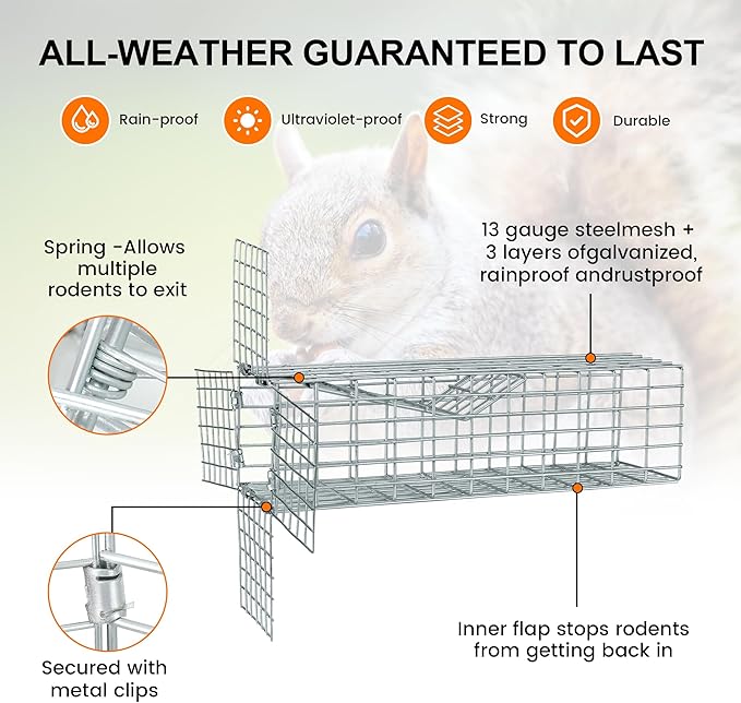 One Way Squirrel Door Excluder, Humane Squirrels, Chipmunks Contactless Excluder, for Outdoor Spaces Like Attics, Chimneys - Includes Full Installation Kit