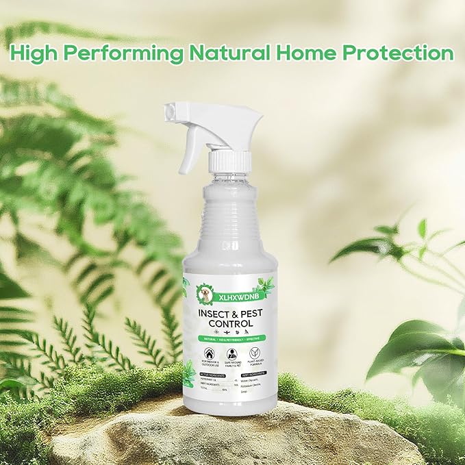 16/32oz Peppermint Spray to Repel Bugs & Insects - Natural Plant-Based Ant, Roach, Spider, Fly Repellent - Indoor/Outdoor Safe, Pet & Family Friendly Pest Control (32 Fl Oz)