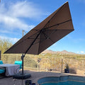 PURPLE LEAF 10' X 13' Cantilever Outdoor Umbrellas Large Patio Umbrella Hanging Double Top Rectangle Offset Umbrella with 360°Rotation Tilting Umbrella Outdoor Patio Taupe