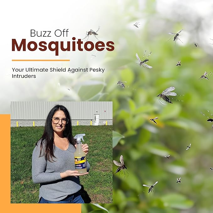 Natural Mosquito Control Ready to Use Spray, Repels Mosquitoes, Ticks, Fleas, Flies, Gnats, and Chiggers Away (32 oz Ready to use)