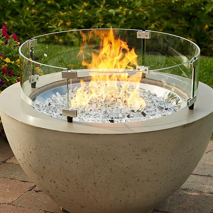 Onlyfire 10 pounds Fire Glass for Propane Fire Pit and Gas Fireplace, 1/2 Inch Reflective Firepit Glass Rocks for Fire Pit Table and Fire Bowl, High Luster Platinum