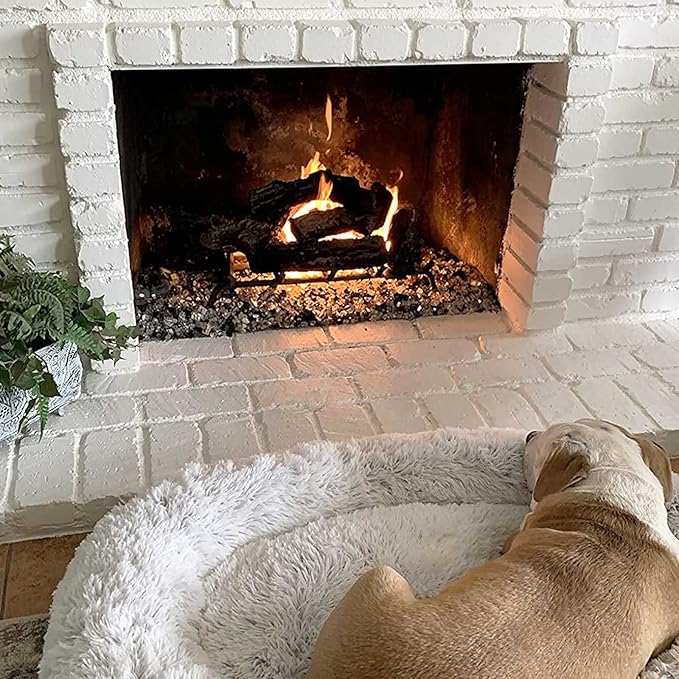 Grisun Fire Glass for Fire Pit, 1/2 Inch 10 Pounds High Luster Reflective Tempered Glass Rocks for Natural or Propane Fireplace, Safe for Outdoors or Indoors Firepit