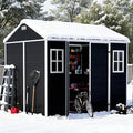 Outdoor Storage Shed 7.5x7 FT, Resin Shed with Floor & Window, Lockable Door, Vents, Outside Sheds & Garden Shed for Patio Furniture, Gardening Tools, Pool Equipment (Dark Gray, 7.5x7ft)