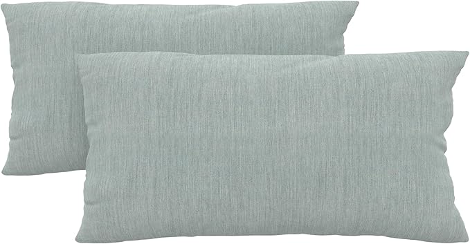 Covers & All Sunbrellla Outdoor Pillows for Patio Furniture, UV Fade Resistant & Waterproof Outdoor Sunbrella Lumbar Pillows, Set of 2 Inserts & Covers for Patios, Decks and Porches (Cast Mist)
