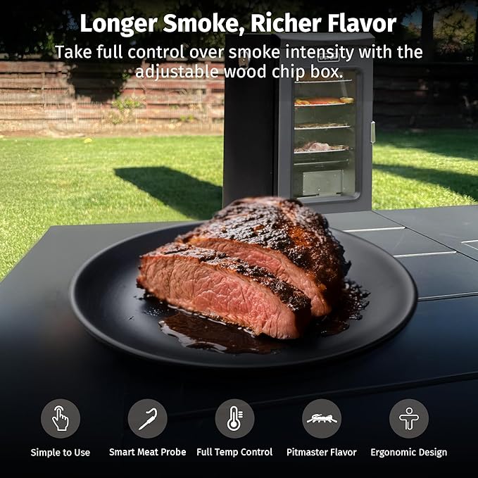 EAST OAK Ridgewood Pro 30" Electric Smoker Built-in Meat Probe & Elevated Stand for Outdoors Up to 6× Longer Smokes, Adjustable Side Chip Loader Smoke More with 725 sq in Cooking Area