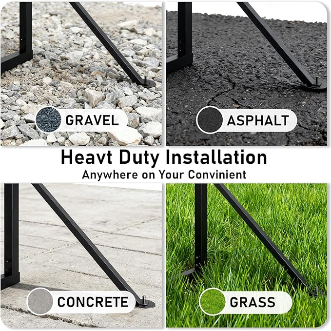 15x25 12x20 FT Heavy Duty Metal Carport, Black All-Weather Car Shelter with Reinforced Steel Frame & Leak-Proof Roof, 100MPH Wind Resistance for Cars, Boats, Trucks, Outdoor Parties