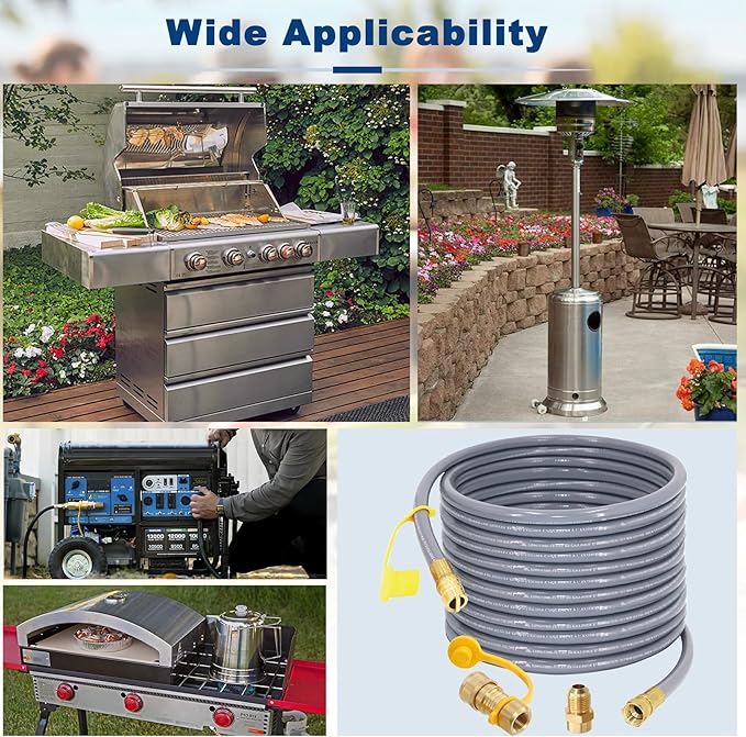 48 Feet 1/2-Inch ID Natural Gas Hose with Quick Connect Fitting for weber, charbroi, Grill, Pizza Oven, Patio Heater and More NG Appliance, Propane to Natural Gas Conversion Kit - CSA Certified