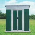 5X3 Feet Small Mini Outdoor Storage Sheds Pent Roof Green with Aluminum Alloy Frame and Sliding Door, for Backyard, Patio, Poolside