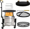FEBTECH Spark Screen, Heat Deflector, Firepit Lid, Trolley Stand and Base Ring Combo - Compatible with Solostove Bonfire and Other 19.5" Fire Pit - 5 in 1 Firepit Accessories for Patio, Bonfire, Deck