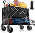 52" Heavy Duty Double Decker Wagon with Brakes,560LBS Double Decker Wagon Collapsible,650L Foldable Wagons Carts with All-Terrain Big Wheels for Sports,Camping,Fishing,Transport
